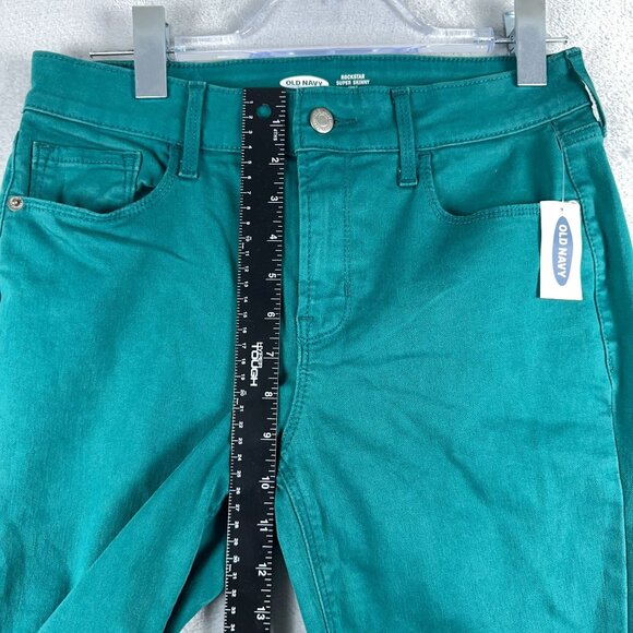 Old Navy Rockstar Super Skinny Jeans Ankle Slit Mid Rise Womens Aqua Blue Size 8 - Picture 9 of 13